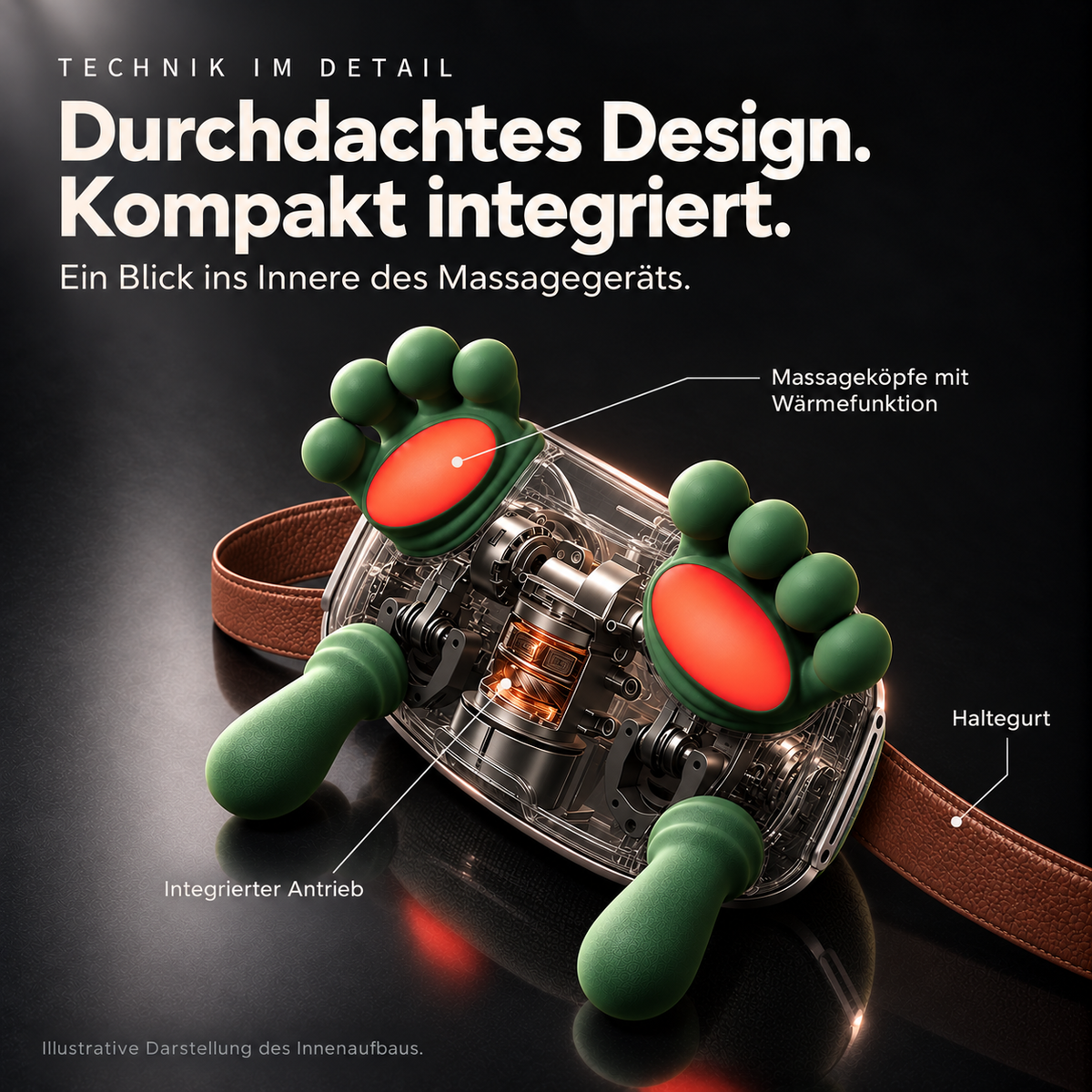 Technische Illustration des Moo Massage-Roboters
